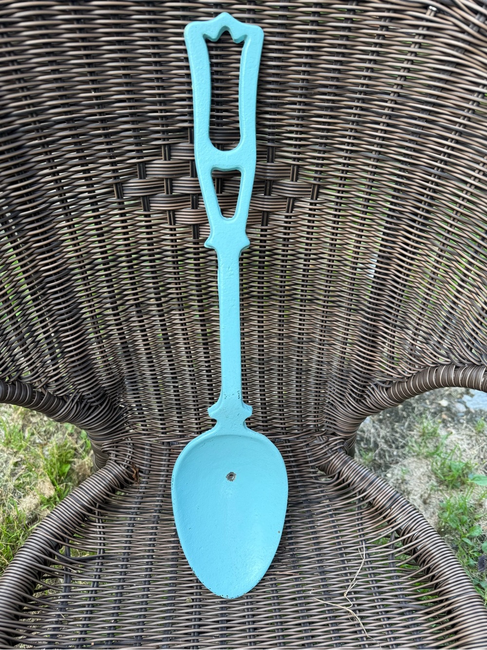 Decorative Metal Garden Spoon Wall Art - Aqua Blue